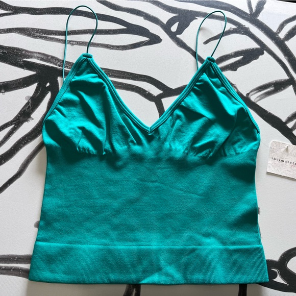 FREE PEOPLE Ribbed B-Neck Brami Forest Green Cami Tank Top Size XS/S. NWT - Picture 5 of 9